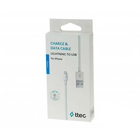 Ttec USB-A to Lightning Cable, Fast Charging, 100cm - Apple Compatible, CE Certified
