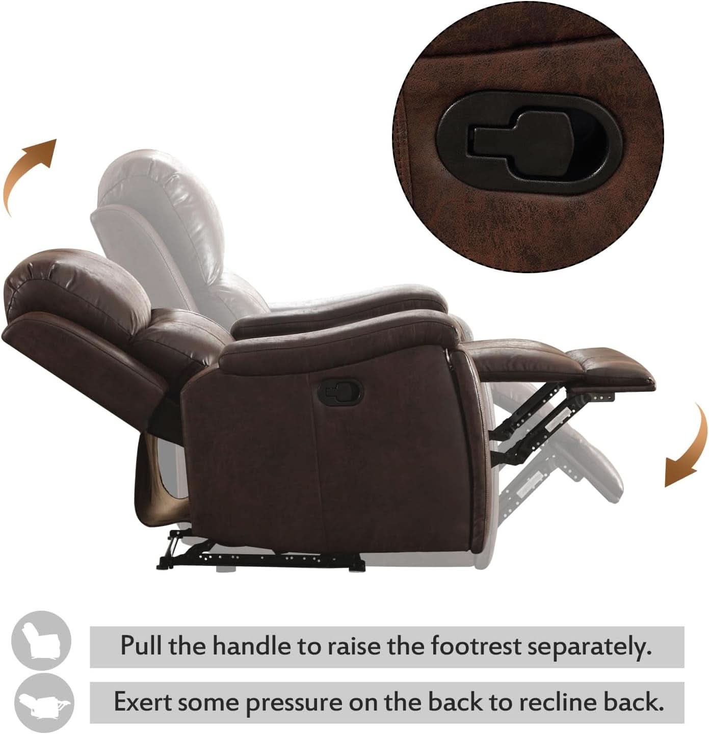 Leather Recliner Chair Red Brown With Concealed Cup Holders