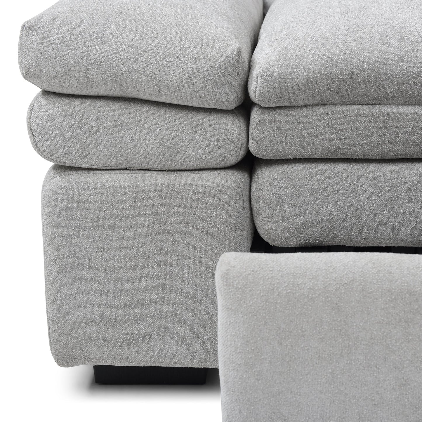Sofa Bed 3-in-1 Linen Gray Pull-Out Chaise Recliner Armchair 164 LB