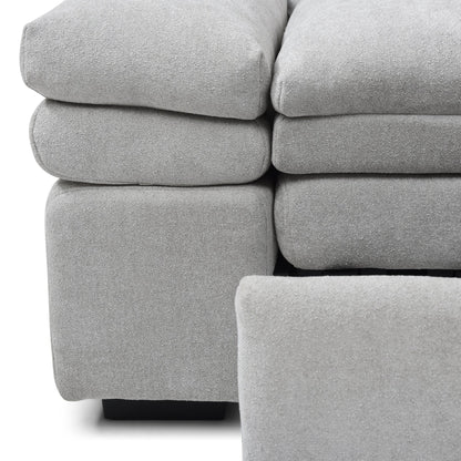 Sofa Bed 3-in-1 Linen Gray Pull-Out Chaise Recliner Armchair 164 LB