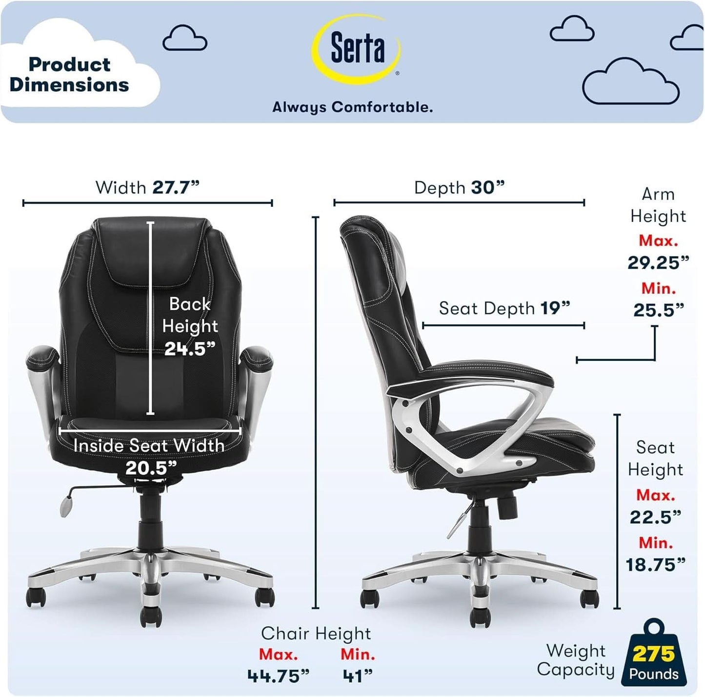 Amplify Executive Office Chair Black With Lumbar Support