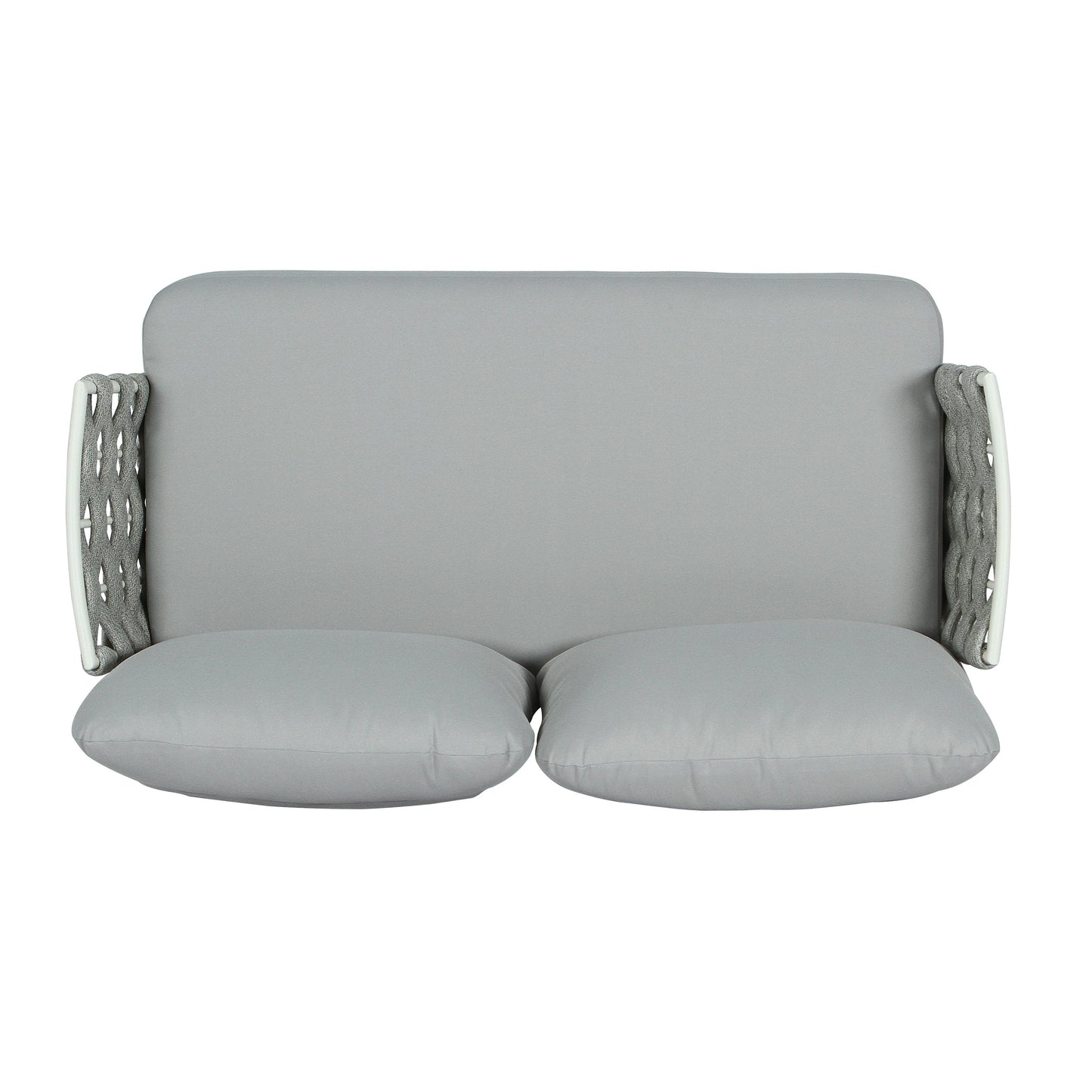 Outdoor Sofa Set Steel Rope Off White Gray Cushion 4 Piece Seats 4