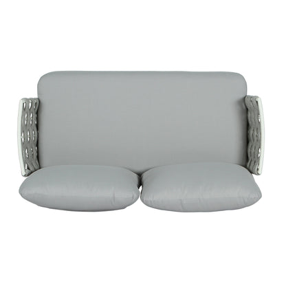 Outdoor Sofa Set Steel Rope Off White Gray Cushion 4 Piece Seats 4