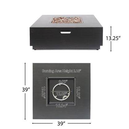 Stylish 40' Square Fire Pit in Brown and Gold Iron for Outdoor Warmth
