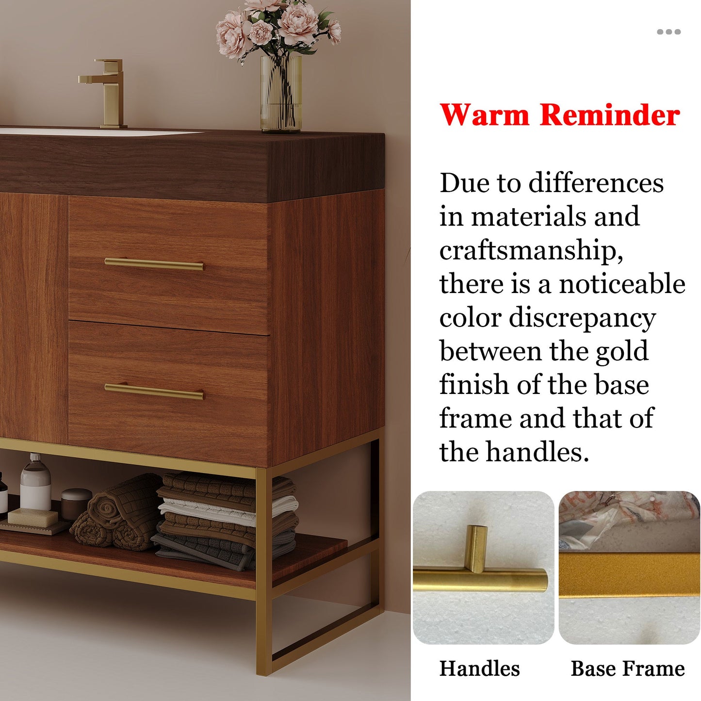 36' Modern Free-Standing Bathroom Vanity with Seamless Ceramic Sink & Sintered Stone Top