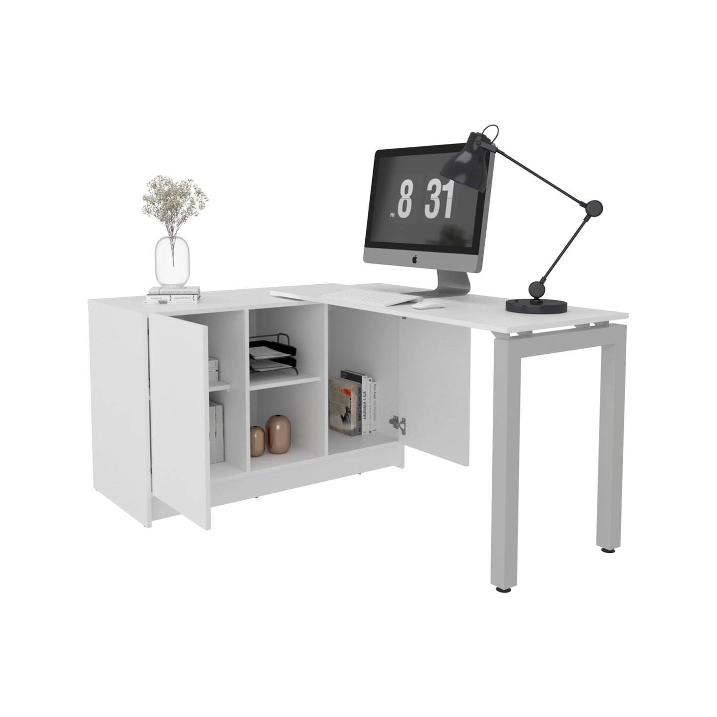 Rotable Desk 72-Inch Wide or Compact, Adjustable Workstation Two Directions