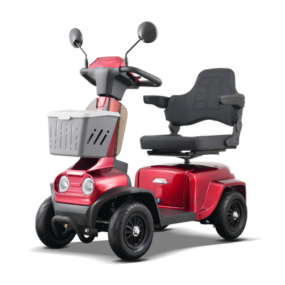 Mobility Scooter 4-Wheel Heavy Duty Red 300 LB 37 Mile Range USB 350W
