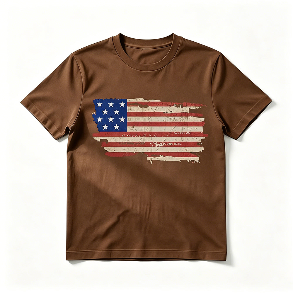 Flag-print Crew-neck Short-sleeve T-shirt