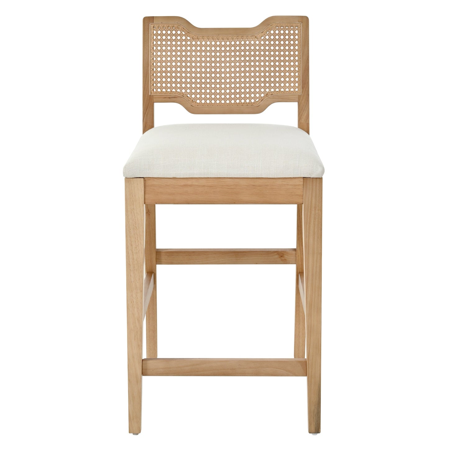 28 in Farmhouse Barstools Set of 2, Upholstered Iron Counter Stools with Rattan Backrest