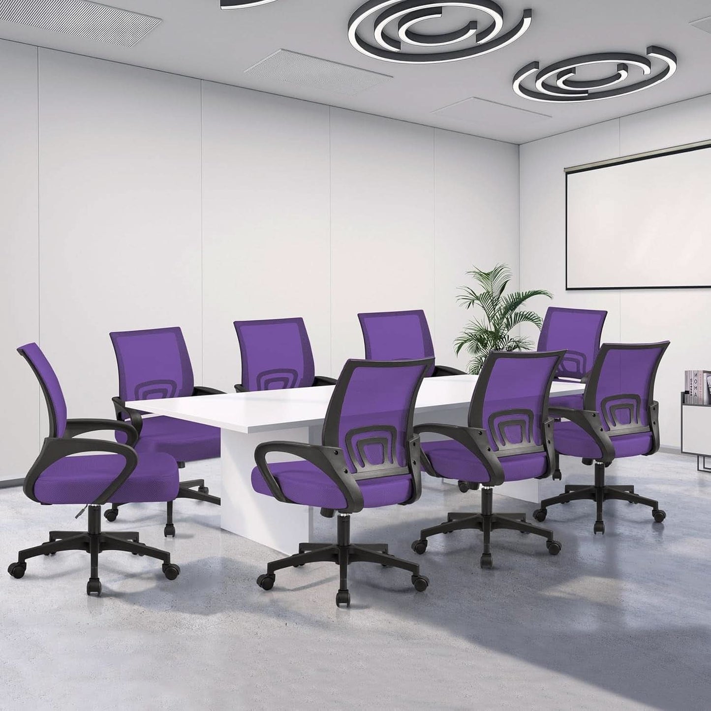 Ergonomic Purple Mesh Office Chair With Lumbar Support
