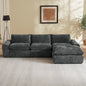 Sofa Modern Chenille Dark Gray 4 Seat Built-In Footrest 119 In