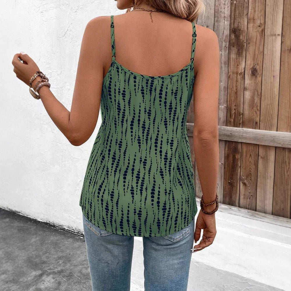 Stylish And Elegant Sleeveless Camisole With A Printed Design