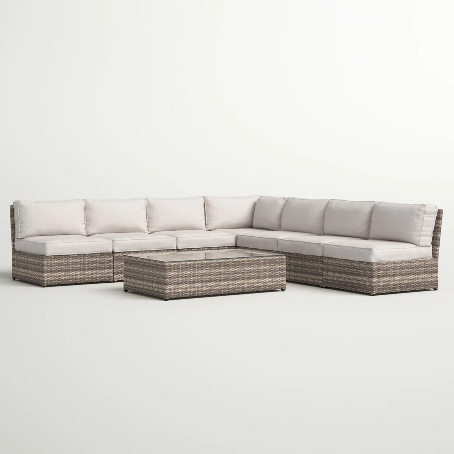Outdoor Patio Set HDPE Wicker Mixed Gray 6 Piece Fully Assembled