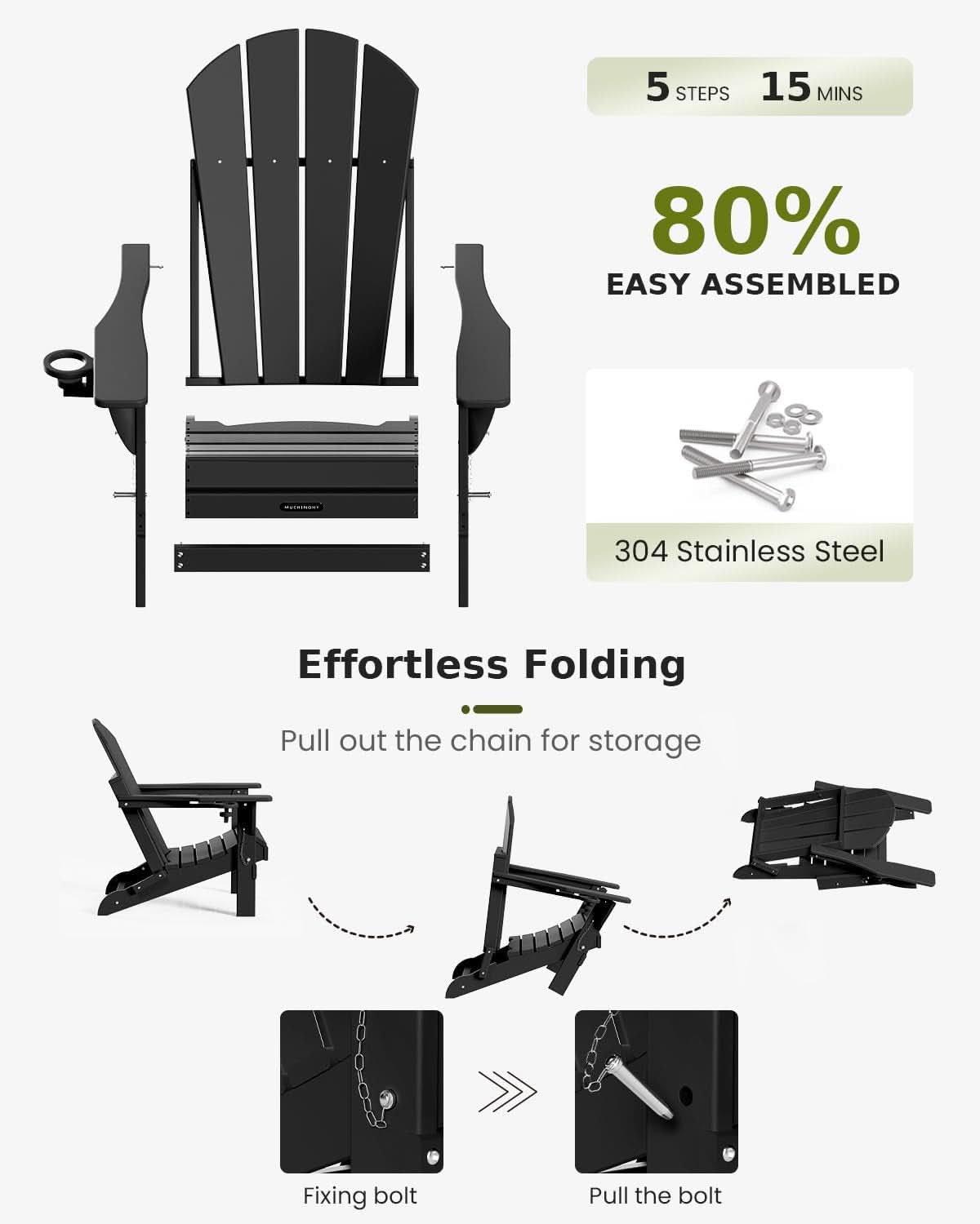 Folding Weather Resistant Adirondack Chairs for Outdoor Relaxation