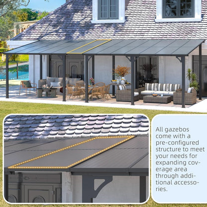 8x8 Waterproof Wall Mounted Lean To Gazebo for Patio