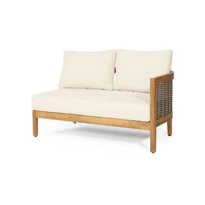 Outdoor Conversation Set Acacia Wood PE Wicker 4 Piece