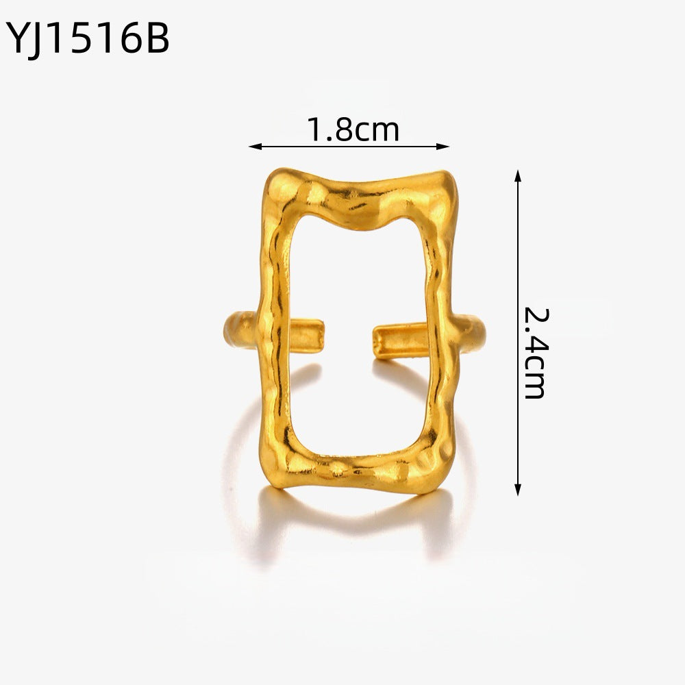 Irregular Geometric Stainless Steel Ring