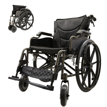 Wheelchair Manual Transport Folding Aluminum 20 In Seat 275 LB Black Gray