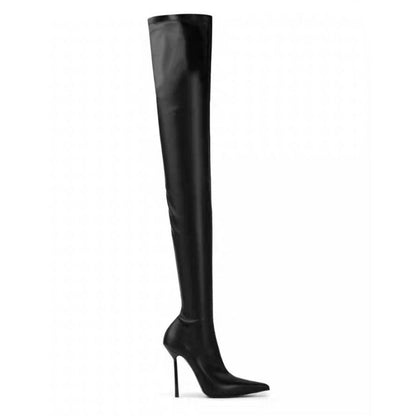 Women's Black Over-the-Knee Stiletto Boots, Heel 8 cm+