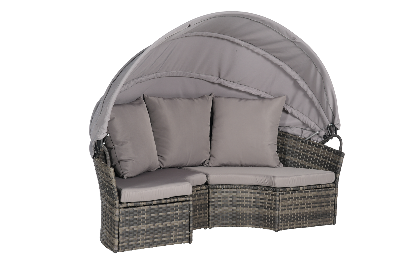 Chaise Lounge PE Rattan Canopy 380lb Capacity