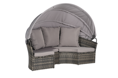 Chaise Lounge PE Rattan Canopy 380lb Capacity