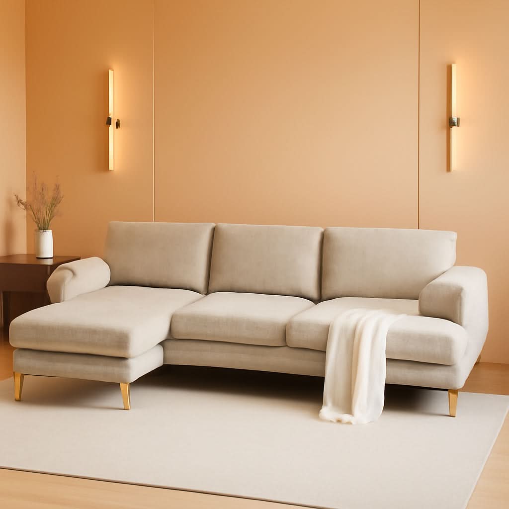 Convertible Sectional Sofa 110 Inch Camel U Shape