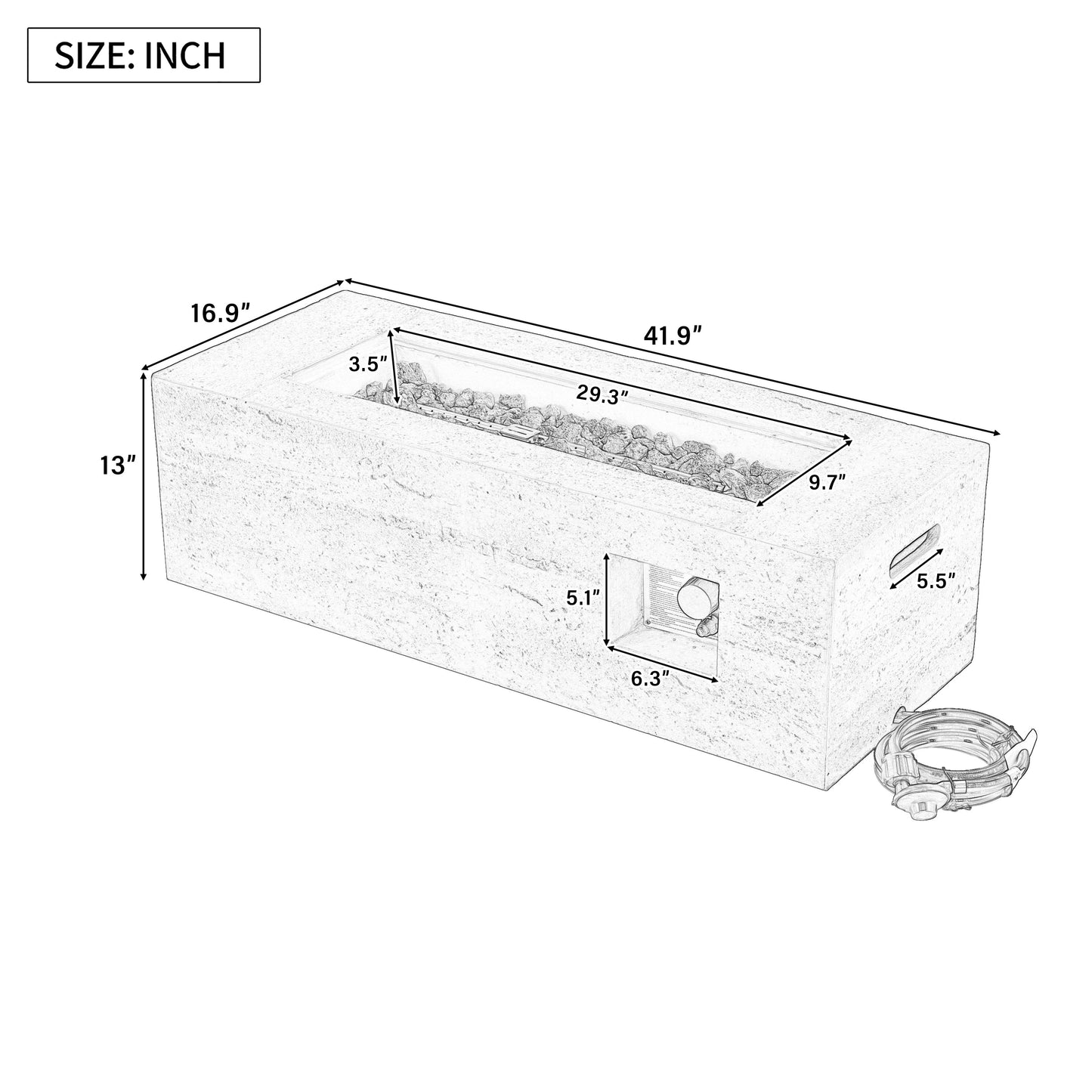 2-Piece Fire Pit Set: 41.9 in Propane Fire Pit 40,000 BTU with Lava Rocks and MGO Tank Cover