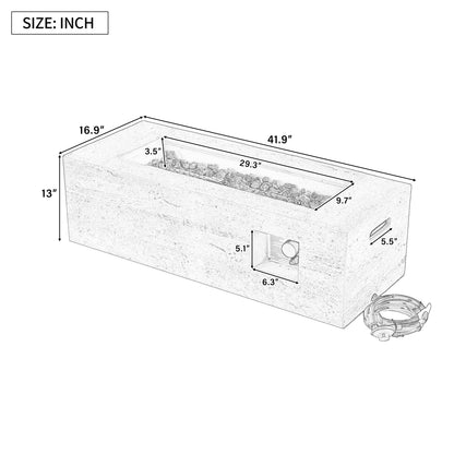2-Piece Fire Pit Set: 41.9 in Propane Fire Pit 40,000 BTU with Lava Rocks and MGO Tank Cover