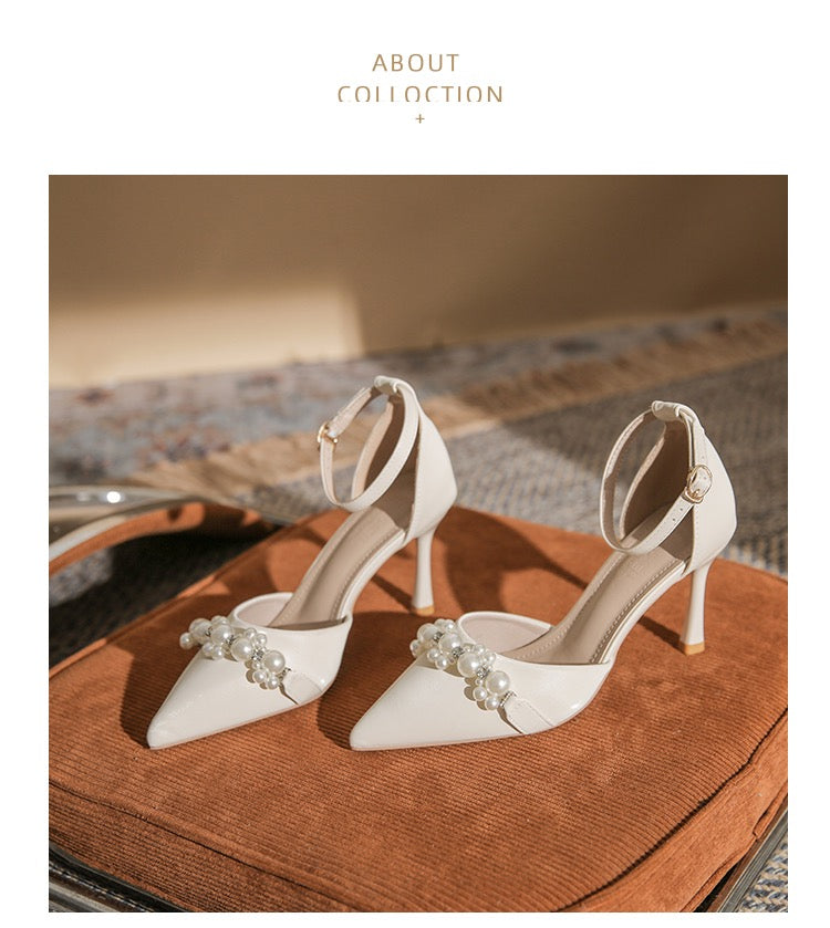 Chuyu Season 2026 Spring & Summer New Pointed Toe Flats & High Heels, Versatile Stiletto Heel Closed Toe Sandals With Metal Belt Buckle For Women