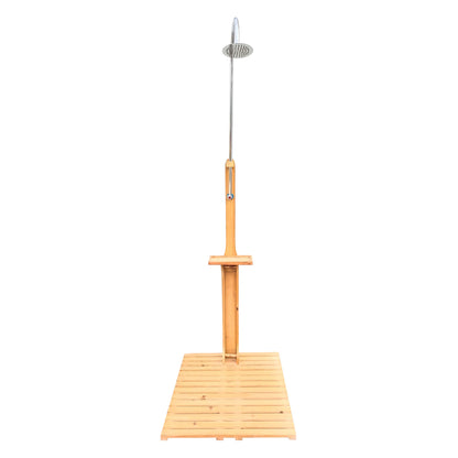 Solid Wood Outdoor Garden Pool Shower with Chassis Board for Patio, Teak