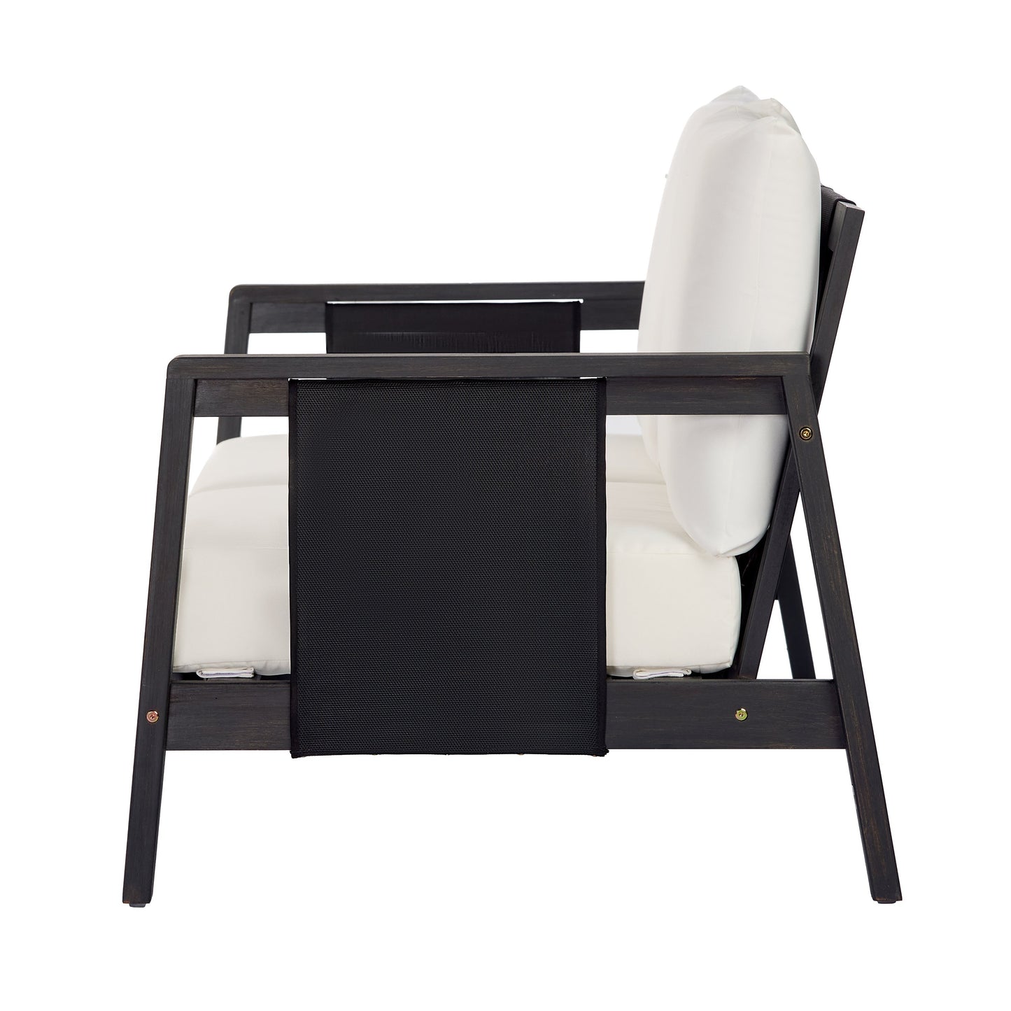 Outdoor Sofa Set Acacia Wood Textilene 2 Piece Dark Gray White Cushion