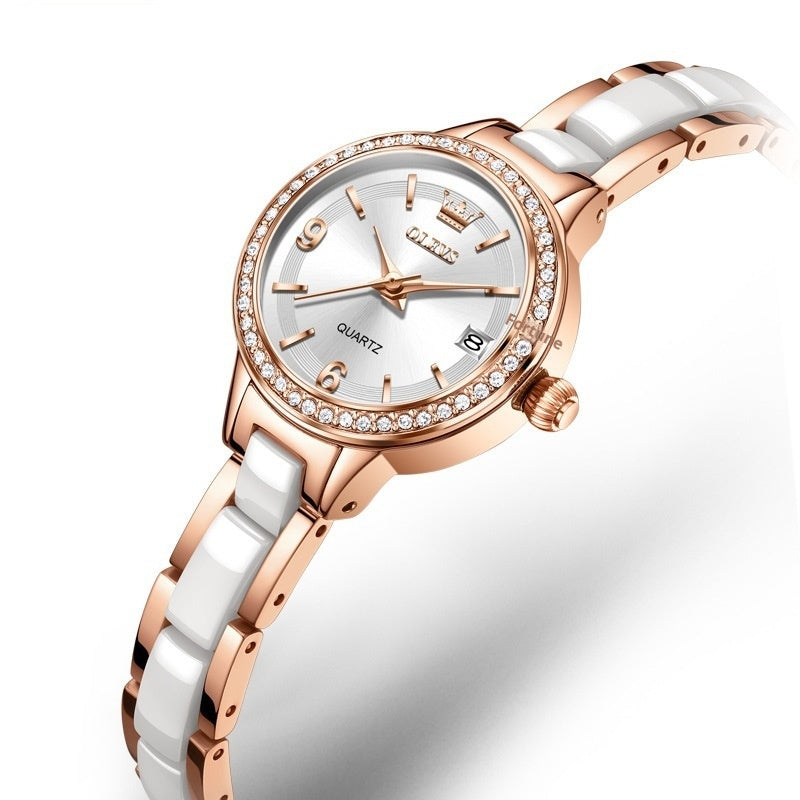 Oulishi Womens Watch With A Ceramic Strap A Versatile Quartz Timepiece