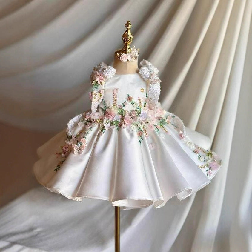 Retro Sweet Floral Birthday Dress Princess Gown