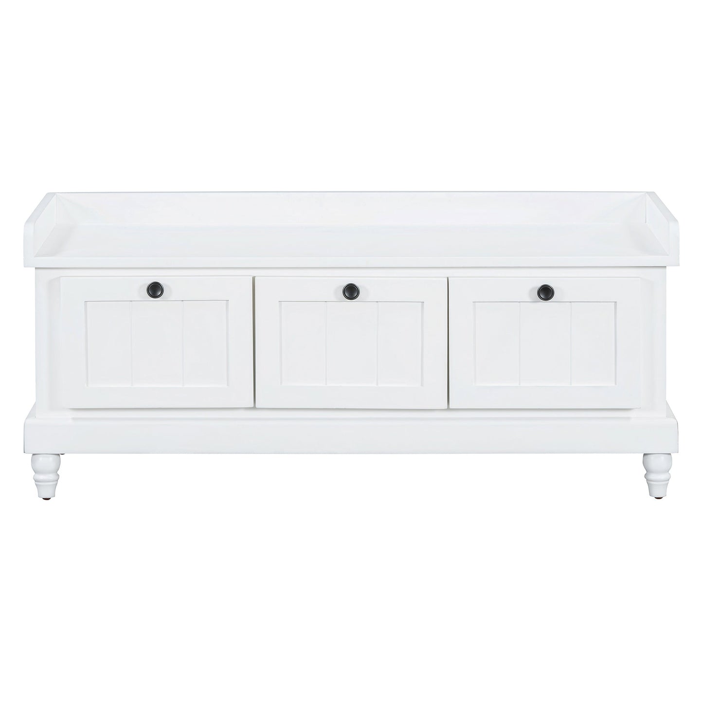 Entry Bench Fluted MDF White Cushioned Seat 3 Drawers 44x16x19