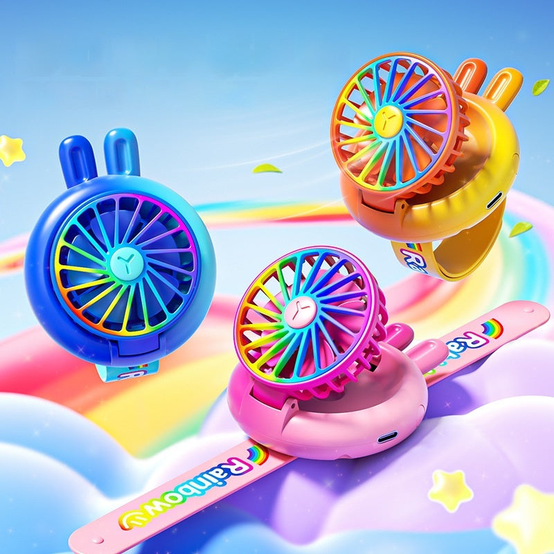 New Summer Mini Watch With A Handy Wrist-mounted Night Light And Rechargeable Small Fan For Kids