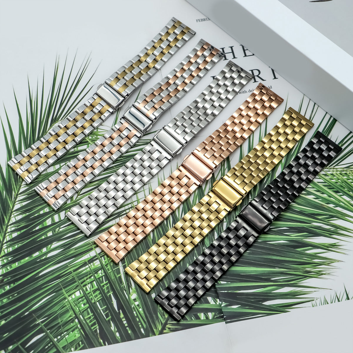 Colorful Five-bead Stainless Steel Strap