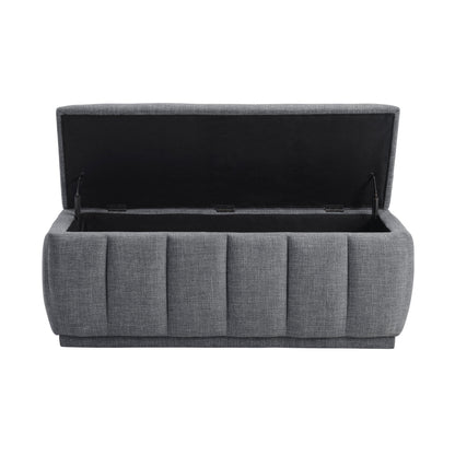 Storage Bench Modern Fabric Gray Plywood Frame No Assembly 47x18x18 In 300 LB