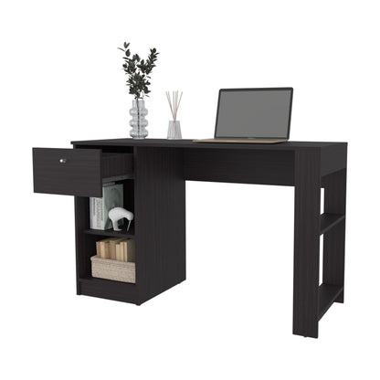 Sun City Computer Desk with a Drawer and Open Storage, Wengue