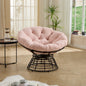 Papasan Chair Wicker Brown 360 Swivel Pink Cushion 300lb