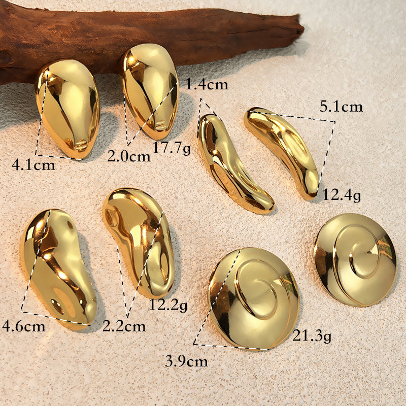 18K Gold plated Stainless Steel Geometric Plain finish Earrings Womens European And American Style