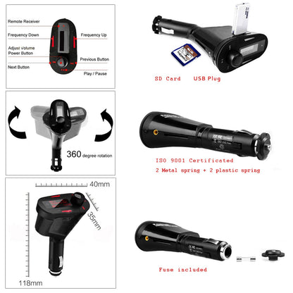Car MP3 Player FM Transmitter with USB, SD, LCD & Remote