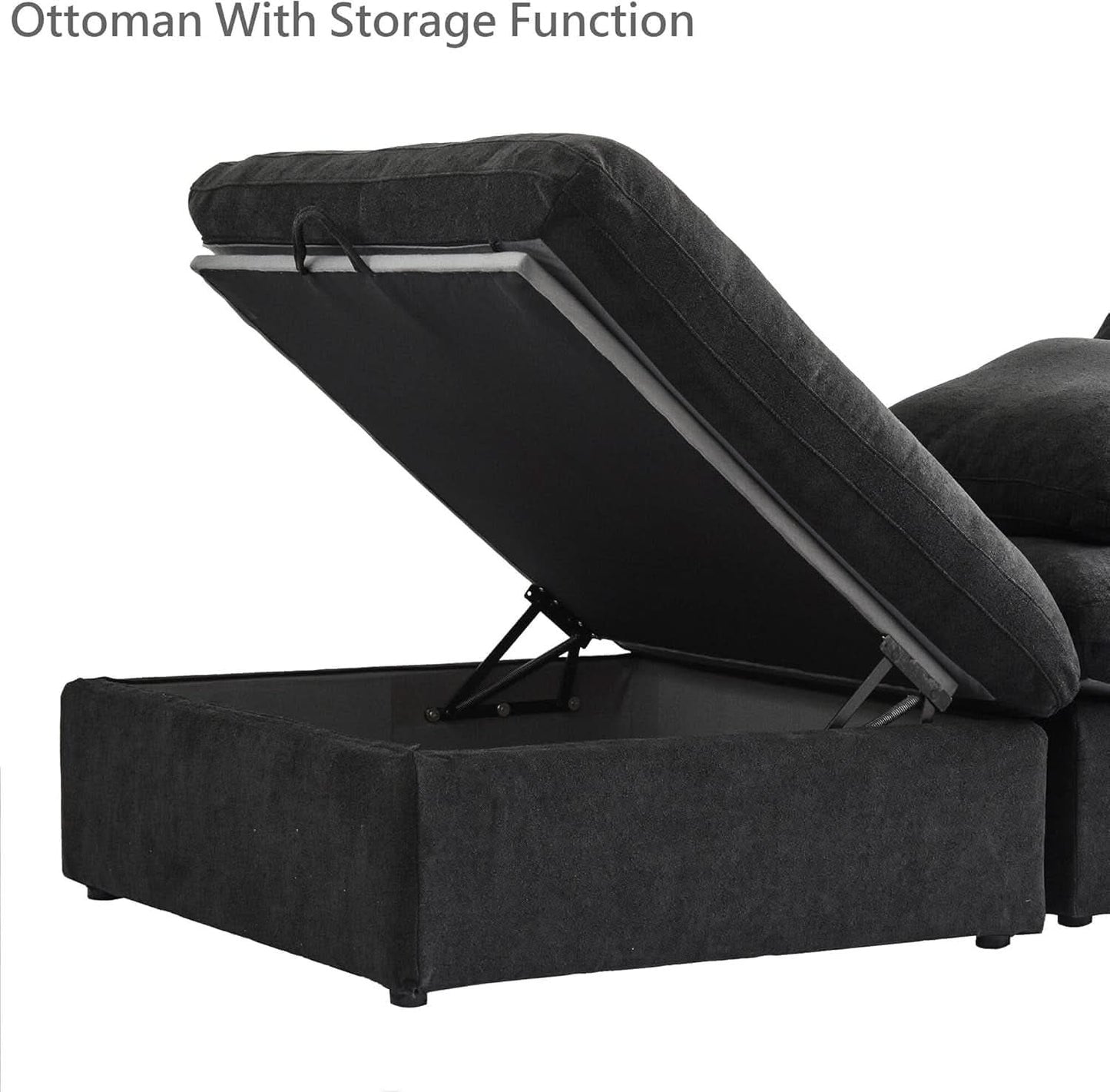 Black Storage Ottoman With Removable Cushion Covers