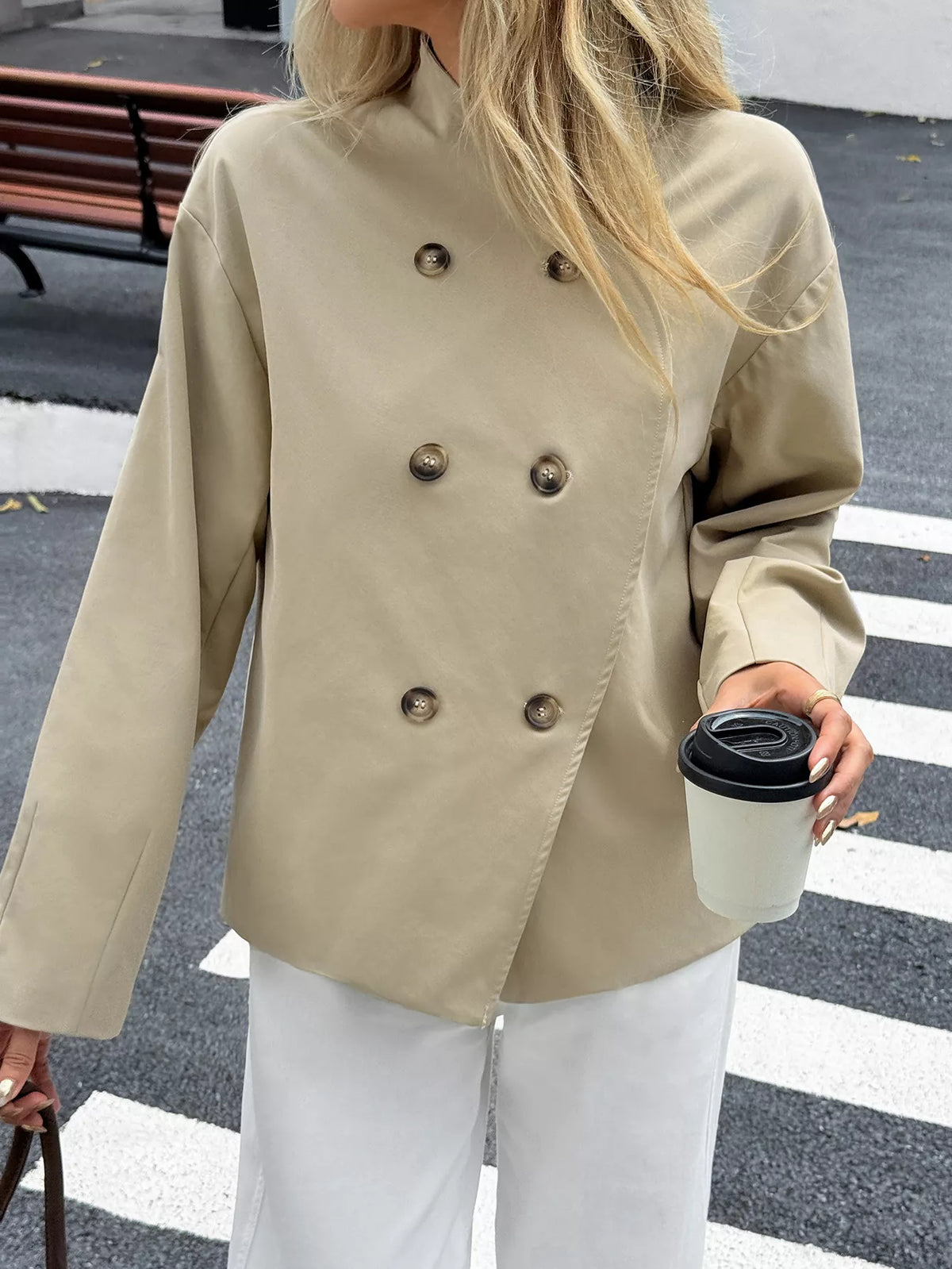 Double-Breasted Long Sleeve Jacket