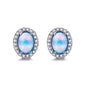 Oval White Opal Edge White Small Diamond Studs