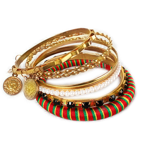 7-Piece Boho Gold Bangle Bracelet Set