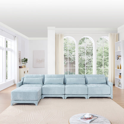 Stylish Sofa With Ottoman And Lumbar Pillows, Ergonomic Design