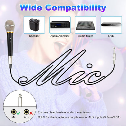 Handheld Wired Dynamic Microphone | XLR Vocal Mic with Switch & 13ft Cable