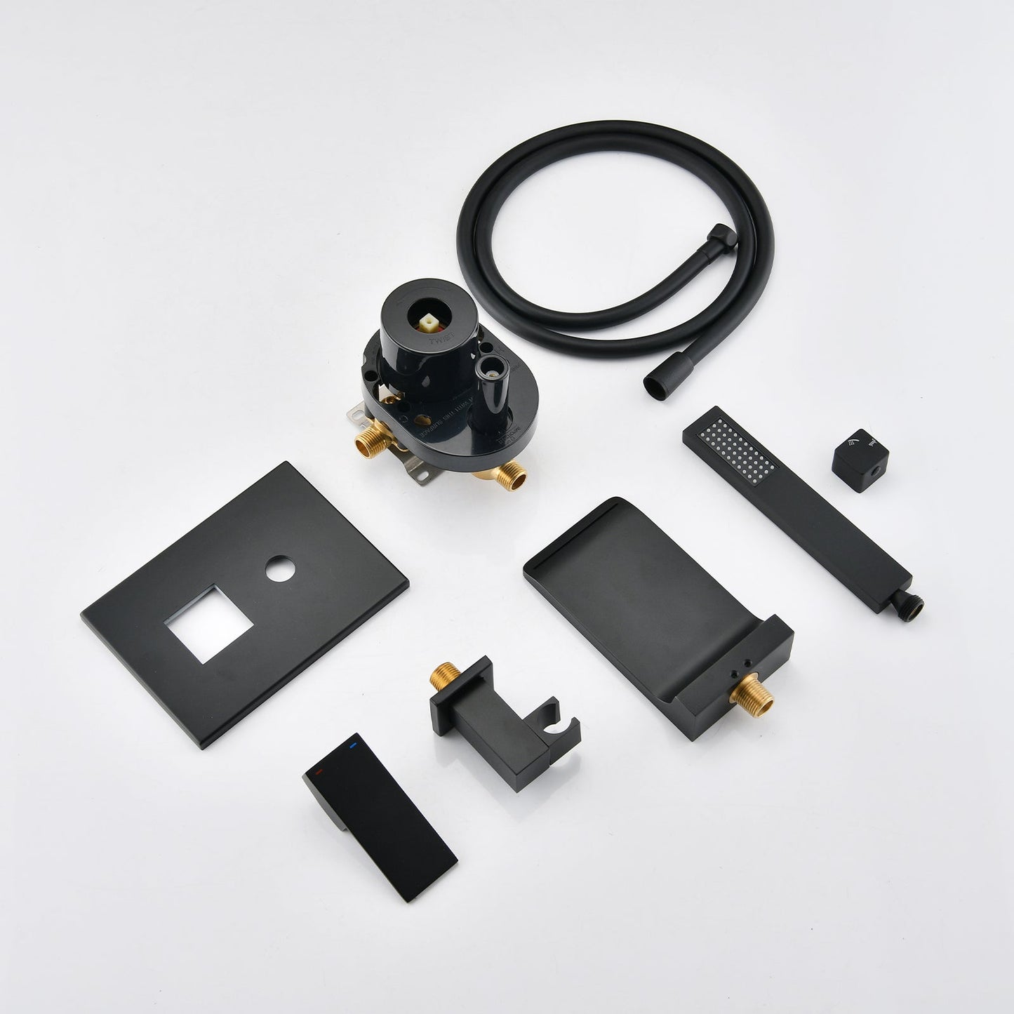 Modern Style Matte Black Wall Mount Tub Filler Bathtub Faucet Shower Set