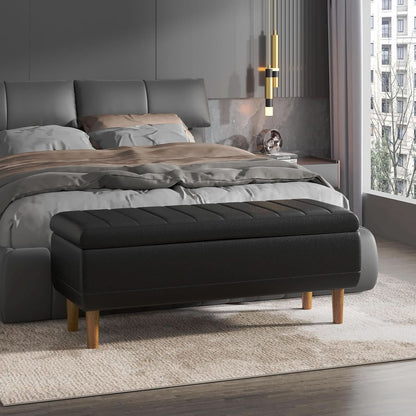 Black 44.5-Inch Storage Ottoman With Premium Gas Spring