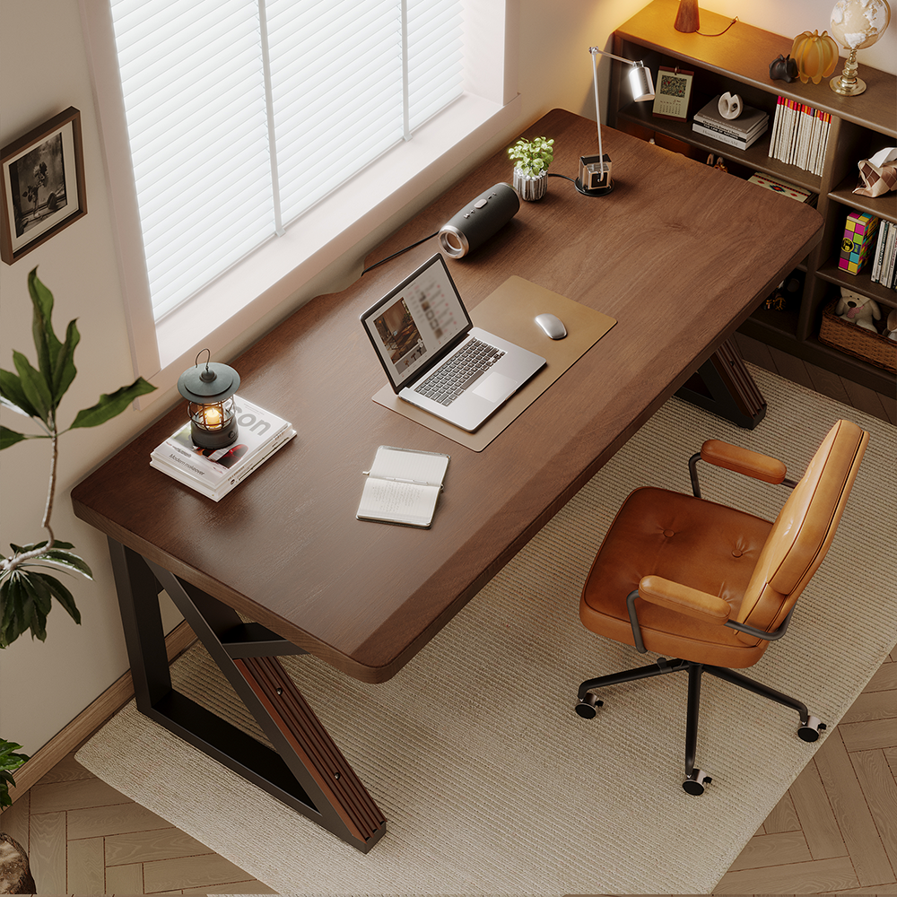Solid Wood 63-Inch Extra Long Desk,Thickened Desk,Two Person Double Desk for ...